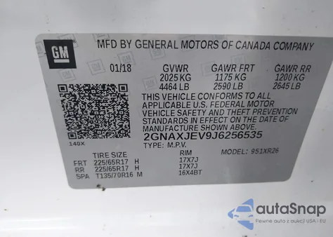 2018 Chevrolet Equinox Lt from USA, damaged, VIN 2GNAXJEV9J6256535